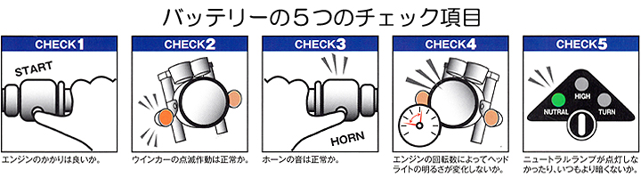 バイクバッテリーの５つのチェック項目